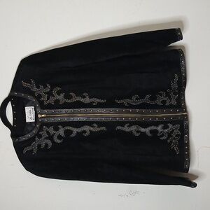 Linea by Louis Dell'Olio black and gold Suede leather zip-up vintage jacket